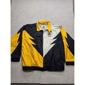 Vintage CAT Racing Black And Yellow Sharktooth Style Zip Up Jacket Mens Size 3XL